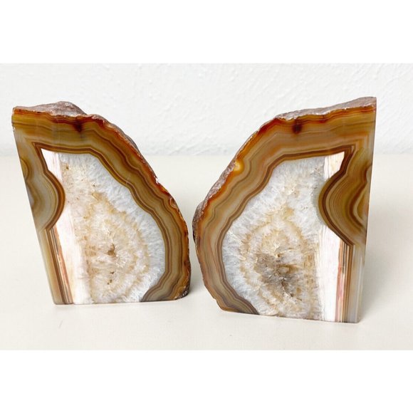 Vintage MCM Marble Stone Bookends 4.5